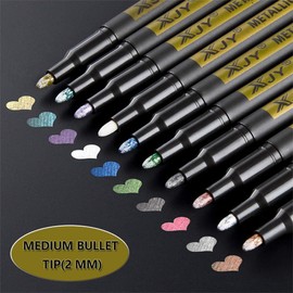 Maven Gifts Metallic Marker Pens 10 Colours for Black Paper & Card Making - Shimmery Art Supplies for Scrapbooking, Gifts | Adult & Teen Craft Pens (Assorted Colours)