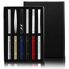 Adramata 12 Pieces Tie Clips for Men Silver Black Gold Tie Pin Classic Tie Clip Wedding Meeting Business Tie Pins with Gift Box Men's Gift for Father, copper