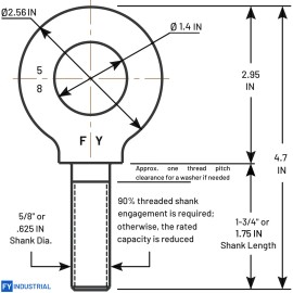 Fy Lifting Shoulder Eye Bolt 5/8"-11 X 1-3/4"