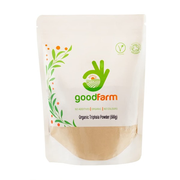 GoodFarm Organic Triphala Powder 500 g - Organic Certified, Premium Quality | Ayurveda | Vegan | Excellent for Digestion and Detoxification
