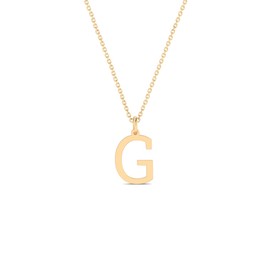 Letter Necklace in 14K Solid Gold | Small Initial Pendant for Women | A-Z Alphabet Jewelry | 18" (G)