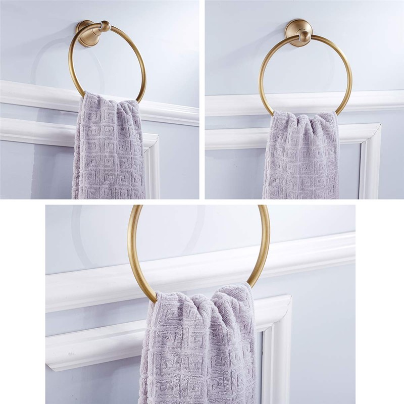 Flybath Round Towel Ring Antique Brass Hanger Hand Towel Holder