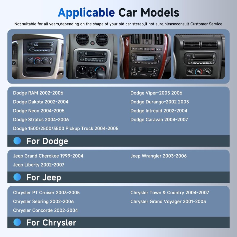 2+64G for Dodge Ram 1500/2500/3500 Radio 2002-2006,for Jeep Grand Cherokee