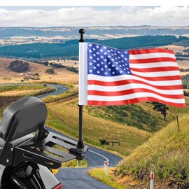 Aochuang Motorcycle Flagpole Mount Bracket with Anti-Fading American Flag for Honda Gold Wing Gl1500 Gl1200 Gl1800 2001-2012 Motorcycle Luggage Rack