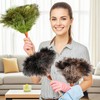 NEWONG 16inch Natural Good Ostrich Feather Duster with Bamboo Handle,