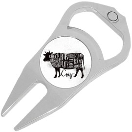 NewCharms Cow Cuts of Meat Golf Ball Marker Divot Repair Tool Bottle Opener