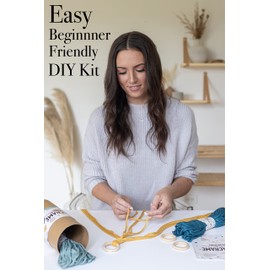 Macrame Kit, Makes 3 DIY Plant Hangers for Teens & Adult Beginners, Craft Supplies for Boho Art Project-3 Custom Color Macrame Cord, Wooden Rings & Instructions