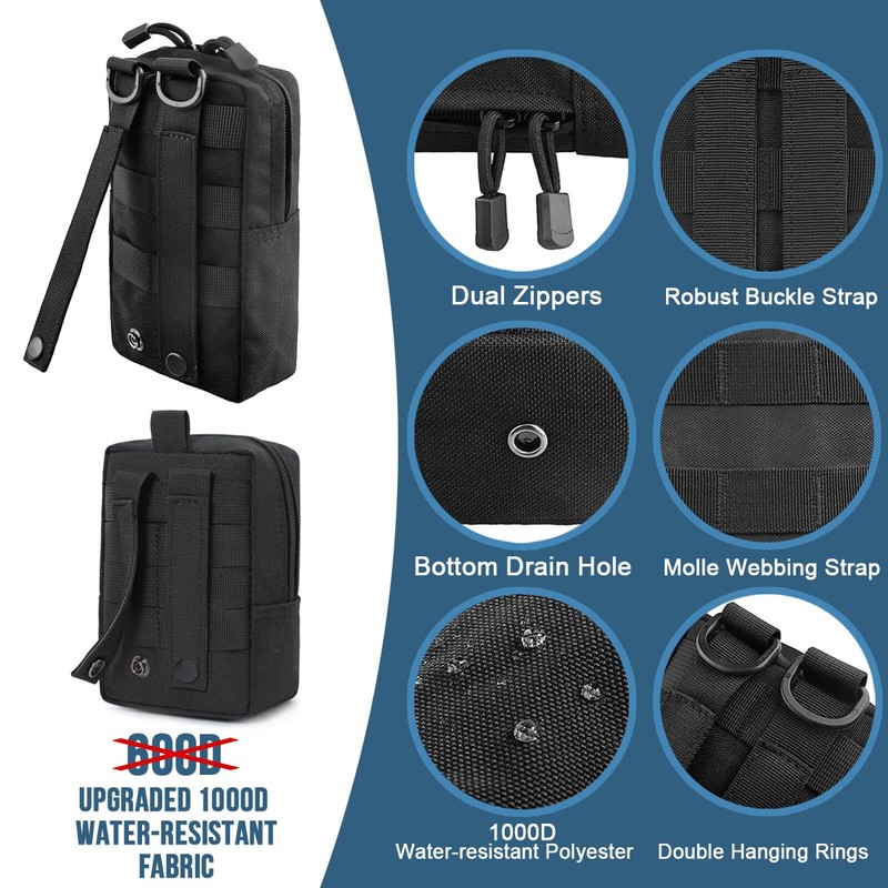 MUCHER 3 Pack Molle Pouches Tactical Waist Bags EDC Utility