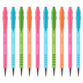 Paper Mate Flexgrip Ultra Retractable Ballpoint Pens | Medium Point | Blue Ink | Bright Retro Barrels | Pack of 10