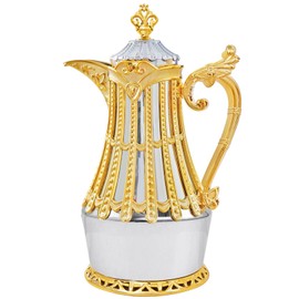 Arabic Style Luxury Insulated Thermal Coffee Carafe,34 oz,Vacuum Thermal Carafe Insulated Pot for Coffee Hot Cold Drink Tea,Housewarming Ornaments (Silver and Gold)
