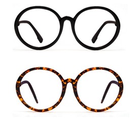 bullabulling Retro round Reading Glasses For Women Blue Light Blocking Oversized Eyeglass Frames Large lens (black/leopard, 2.0)