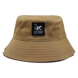 Surf Monkey Mens Womens 100% Cotton Bucket Hat Without String, brown, S - M