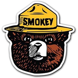 Smoookey The Bear - Fire-Fighting Wild-Life Vinyl Decal Sticker 5.5 X 5.3 Inch for Cars, Trucks, Motorcycles, Boats & Laptops-SS&Ds -1177