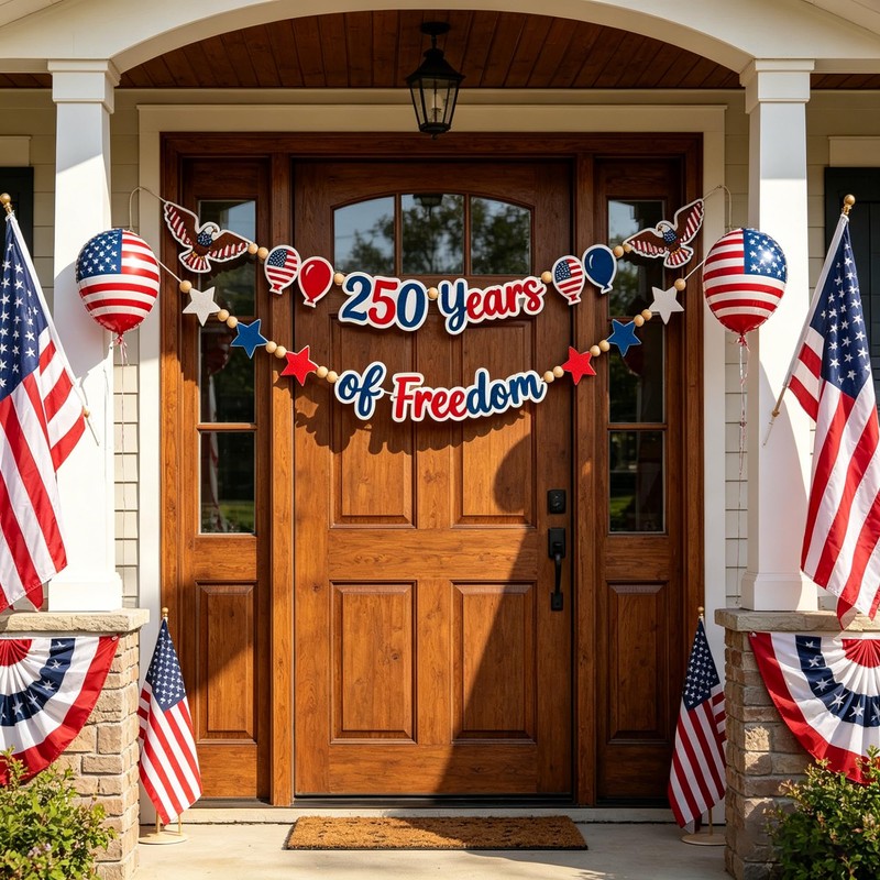 Amreich 4th of July Patriotic Garland 250 Anniversary USA Decoration