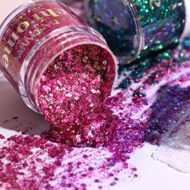 Product Image Chameleon Face Body Glitter, Mermaid Chunky Glitter Eyeshadow Colour Changing Glitter Under Light for Eyes, Face, Hair, Lips & Body Festival Glitter Cosmetics 32 g (#03)