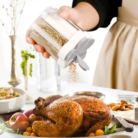 2 PCS Travel Spice Jars, 5-in-1 Seasoning Containers, Clear Plastic Condiment Bottle for Camping, Hiking, BBQ, Picnic