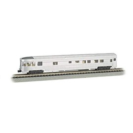 Bachmann Industries Streamline Fluted Observation Car with Lighted Interior - Unlettered Aluminum (N Scale), 85'