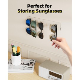 MaxGear Sunglasses Organizer Clear, Wall Sunglasses Holder, Acrylic Glasses Display, Eyeglass Storage for Multiple Glasses for Office & Home Decor, Unique Gifts for Husband, Women & Girls, 1 Pack