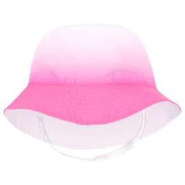 Wee Ones Girls' Reversible Sun Hats with Chin Straps, Stylish and Breathable, Summer Ready, Pink, 2-4T