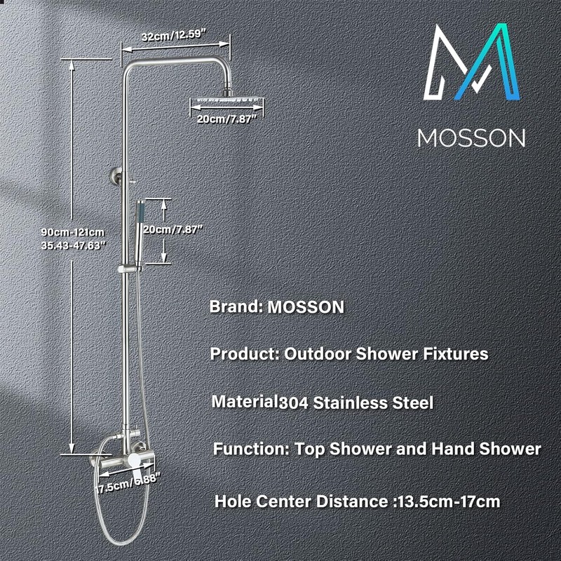 MOSSON Rain Shower System Outdoor Shower Fixtures with 8" Rain