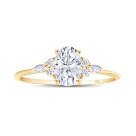 1 1/4 CT Center 8X6MM Oval, Marquise & Round Cut Lab Created Moissanite Diamond Solitaire Engagement Ring For Women In 14K Yellow Gold Over Sterling Silver(VVS1 Clarity,1.25 Cttw) -9