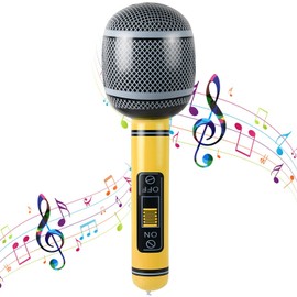 Inflatable Microphones Plastic Moble Phone Blow up Large Size Microphone Toy 27.5 Inches Inflatable Microphone for 80s 90s Retro Party Decorations Rappers Hip Hop Plastic Prop (Yellow)