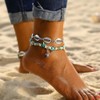 Carufin Turtle Anklet Starfish Turquoise Double Layer Anklets Beaded Shell