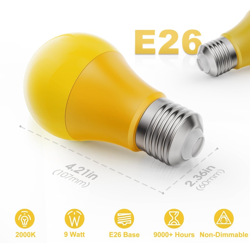 Briignite Bug Lights for Outside, Bug Light Bulbs, 60W Yellow