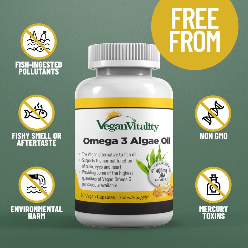 Vegan Omega 3 Algae Oil from Vegan Vitality: DHA 400mg