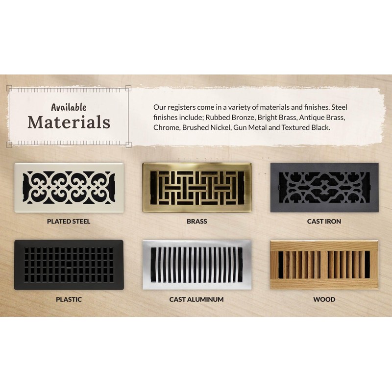 Decor Grates (4-Pack) SPH410-A Scroll Design Floor Register, 4x10 Inches,