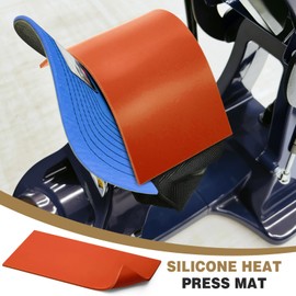 Pushglossy 3 Pcs Silicone Heat Press Cover Pad 1/8" X 4" X 8 Foam Press Mat Accessories Double Sided Use for Hat HTV Transfer Vinyl DIY Small Business (Red)