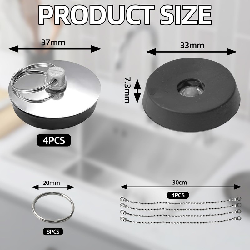 FINEASY 4 PCS Universal Sink Plug, Kitchen Plug for Sink,