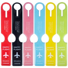 AWAVM 6 Pieces PVC Luggage Tags with Address Label Paper, Luggage Identification Tags, Travel Anti-Lost Luggage Tags, Luggage Name Tags