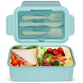 IJIAMY Lunch Box, 1400ml Bento Lunch Box for Adults and Kids, Lunch Container with 3 Compartments, Lunch Box with Cutlery, Dishwasher, BPA Free Sandwich Box