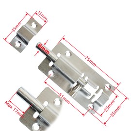 2Pcs Door Lock Bolt Latch 3inches Stainless Steel Door Bolt for Internal Doors Bathroom Toilet with Screws (3"-Silver)