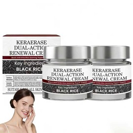 Keratin Erase Dual-Action Renewal Cream – Black & White Rice Soothing Repair Cream, Hydrating Body Serum for Smoother-Looking Skin, Suitable for All Skin Types (2 Pack)