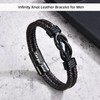 ITESSY Gifts for Husband, Infinity Knot Brown Braided Leather Stainless