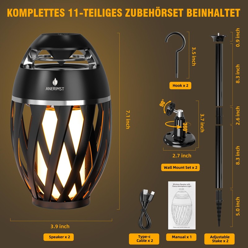 Upgraded Multi-Sync Bluetooth Speakers with Light, Outdoor Speakers Waterproof Auto-Pairing,