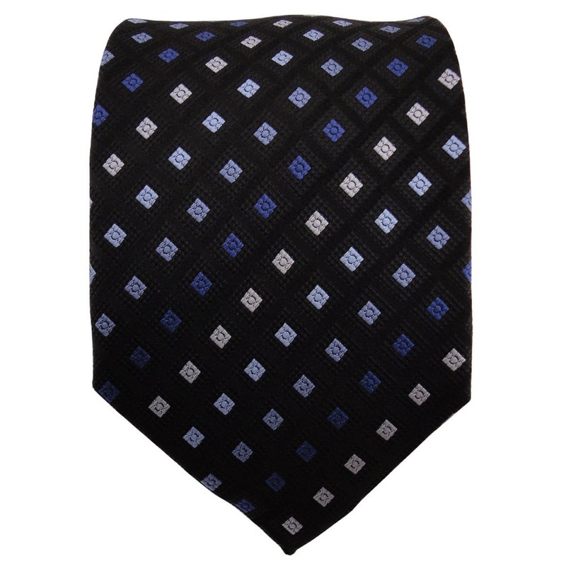 TigerTie Silk Tie Blue Light Blue Royal Black Patterned with