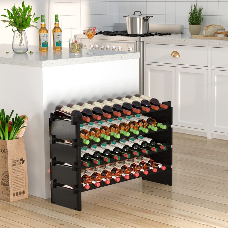 Domax Wine Rack Freestanding Floor - 36 Bottle Wooden Stackable