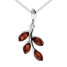 Necklace with Pendant - Dana - 925/000 Silver - Amber, Amber