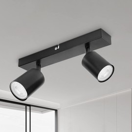 Dehobo Dehobo Ceiling Light - Spotlight Ceiling Bar in Matt Black - Ceiling Lights Spotlights with GU10 Socket Industrial 2 Way Light Ceiling Indoor Spot Light for Kitchen Lounge Bedroom Dining Room