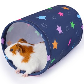 Bienbee Guinea Pig Tunnel, Washable Guinea Pig Hideout,Foldable Rabbit Tunnel Guinea Pig Toys for Bunny Hamster Chinchilla Ferret Rabbit Guinea Pig Accessories Stars