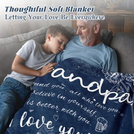 Grandpa Gifts Blanket, Gifts for Grandad from Granddaughter Grandson, Grandads Gift for Birthday Christmas Valentines, Soft Warm Blanket Presents for Grandfather 50" x 60"