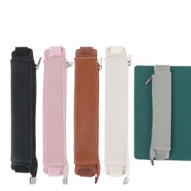 Molain Elastic Pen Holder for Notebook, 5 Pieces PU Leather Pencil Case with Adjustable Band, Stationery Supplies Zipper Bag for Planners, Journals, Book