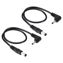 PATIKIL 1Ft DC 5.5mm x 2.1mm to 3.5mm x 1.35mm Power Extension Cable, 2 Pcs Wire Adapter 90 Degree Right Angle Cord for Router Surveillance Camera, Black