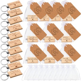 Tatuo 30 Sets Christian Keychains Bulk Gifts for Church Bible Verse Keychain Prayer Journal Religious Party Favor Religious Gifts Keychain Tag White Organza Bag for Women Men(Rectangle)