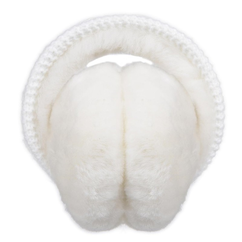 Harssidanzar Women's Winter Earmuffs, Sheepskin Earmuffs, Foldable Earmuffs, Outdoor Ear