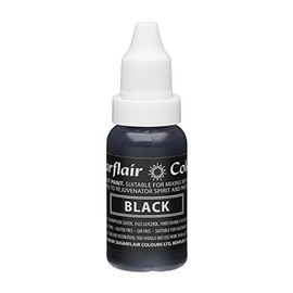 Sugarflair Black Liquid Food Colouring Droplet For Colouring Royal Icing, Sugarpaste Buttercream, Sugarpaste Also For Painting & Can Be Used With An Airbrush - 14ml