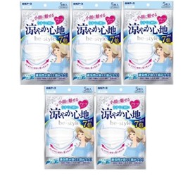 [ビースタイル] 5個セット 白元アース プリーツタイプ 涼やか心地 ホワイト 5枚入 マスク
